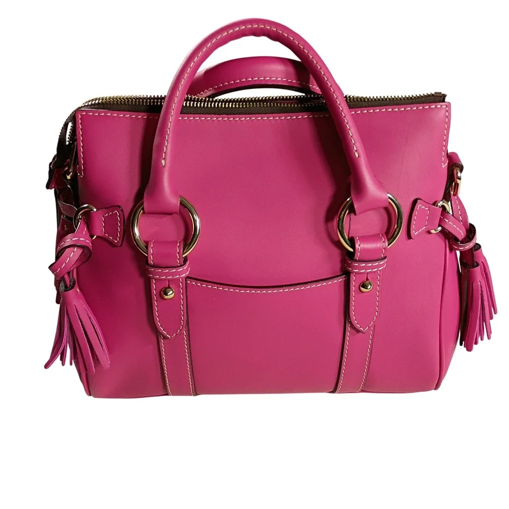 Dooney & Bourke Satchel Women Small Fuchsia Pink Tassel Leather Bag